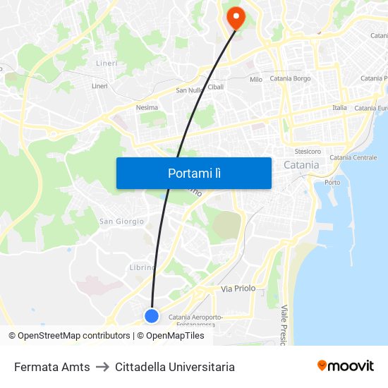 Fermata Amts to Cittadella Universitaria map