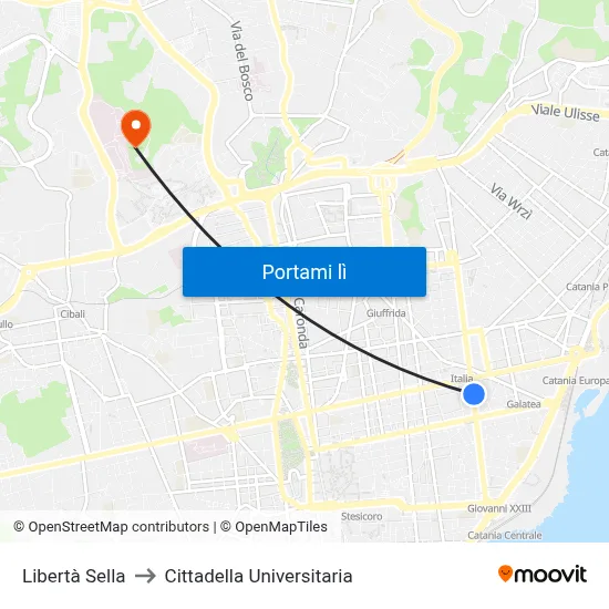 Libertà Sella to Cittadella Universitaria map