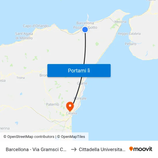 Barcellona - Via Gramsci Cap. to Cittadella Universitaria map