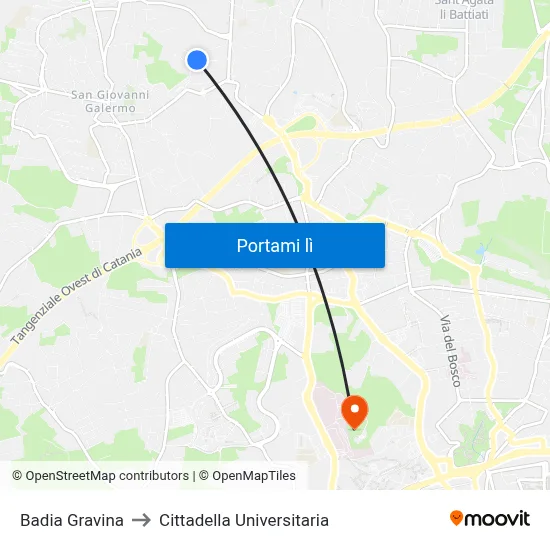 Badia Gravina to Cittadella Universitaria map