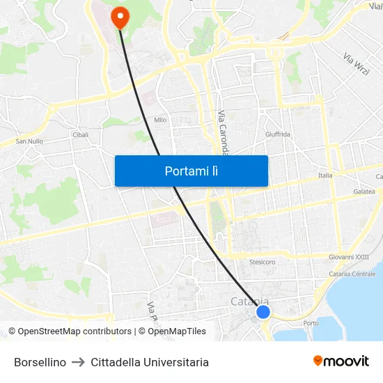 Borsellino to Cittadella Universitaria map