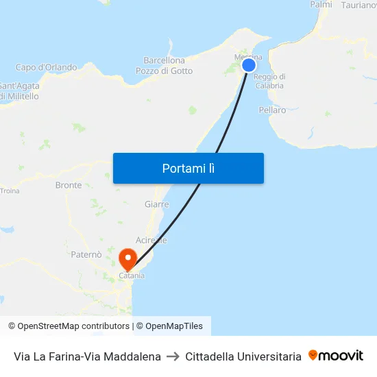Via La Farina-Via Maddalena to Cittadella Universitaria map