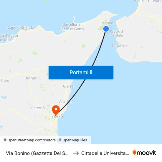 Via Bonino (Gazzetta Del Sud) to Cittadella Universitaria map