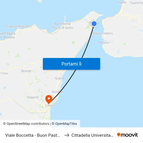 Viale Boccetta - Buon Pastore to Cittadella Universitaria map