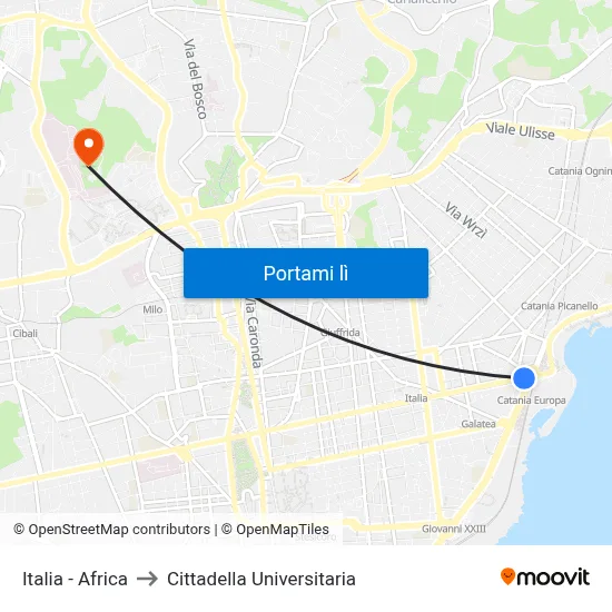 Italia - Africa to Cittadella Universitaria map