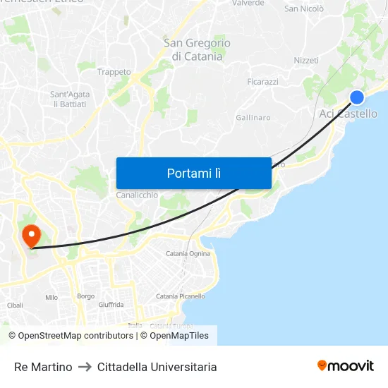 Re Martino to Cittadella Universitaria map