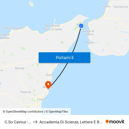 C.So Cavour - P.za Antonello to Accademia Di Scienze, Lettere E Belle Arti Degli Zelanti E Dei Dafnici map