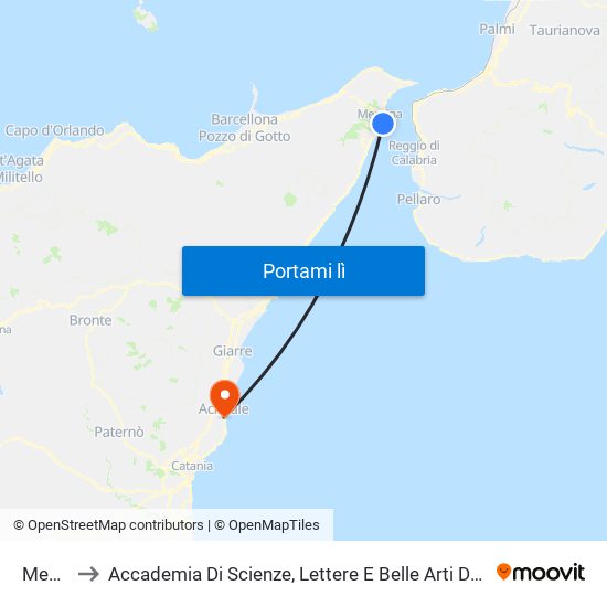 Messina to Accademia Di Scienze, Lettere E Belle Arti Degli Zelanti E Dei Dafnici map