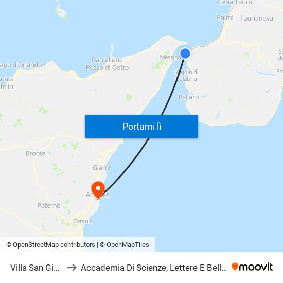 Villa San Giovanni (C&T) to Accademia Di Scienze, Lettere E Belle Arti Degli Zelanti E Dei Dafnici map