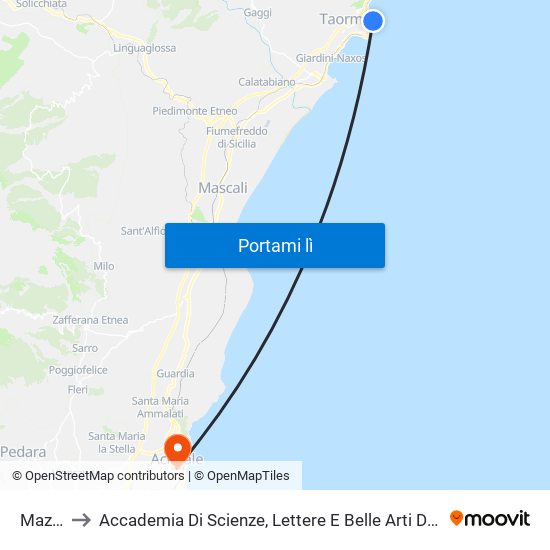 Mazzarò to Accademia Di Scienze, Lettere E Belle Arti Degli Zelanti E Dei Dafnici map