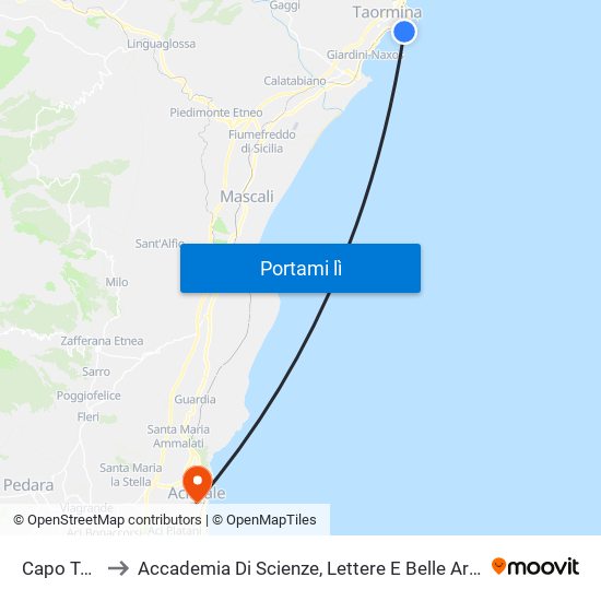 Capo Taormina to Accademia Di Scienze, Lettere E Belle Arti Degli Zelanti E Dei Dafnici map