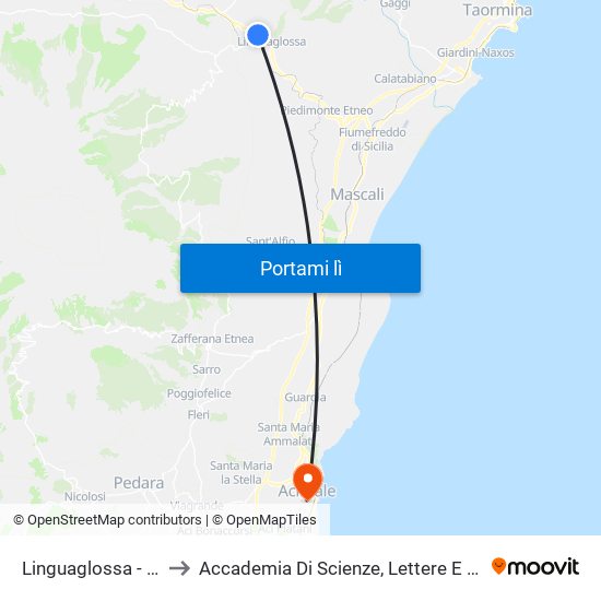 Linguaglossa - Via F. Messina, 48 to Accademia Di Scienze, Lettere E Belle Arti Degli Zelanti E Dei Dafnici map