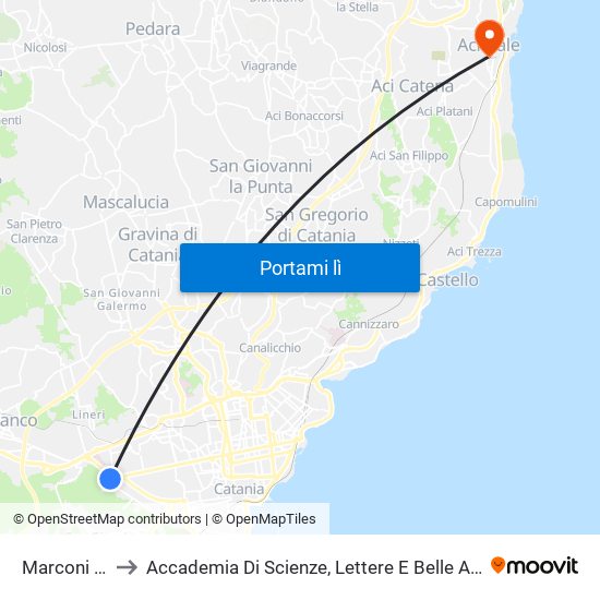 Marconi Palermo to Accademia Di Scienze, Lettere E Belle Arti Degli Zelanti E Dei Dafnici map