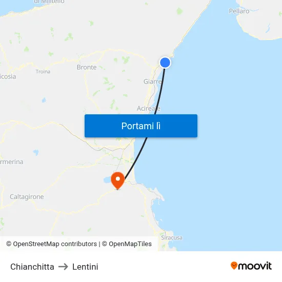 Chianchitta to Lentini map