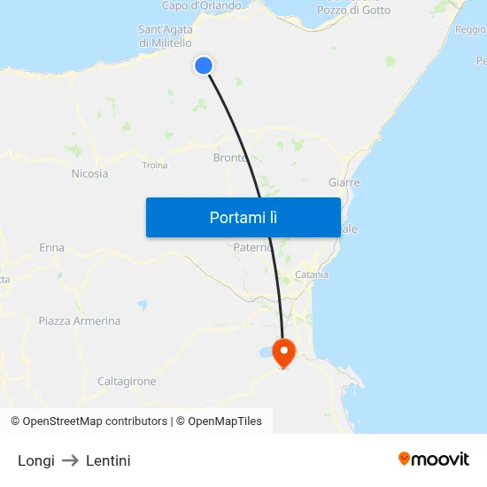 Longi to Lentini map