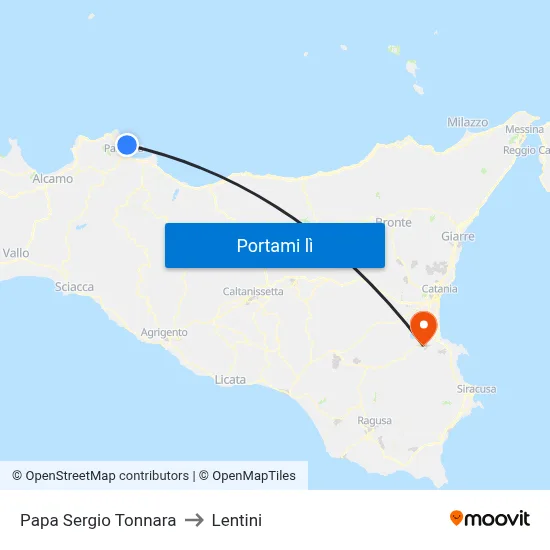 Papa Sergio Tonnara to Lentini map