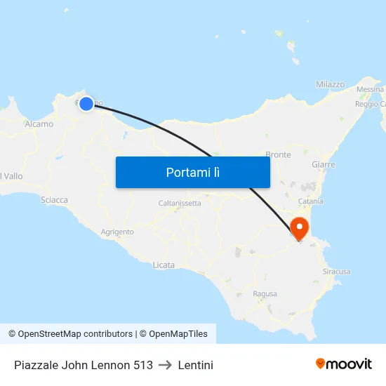 Piazzale John Lennon 513 to Lentini map
