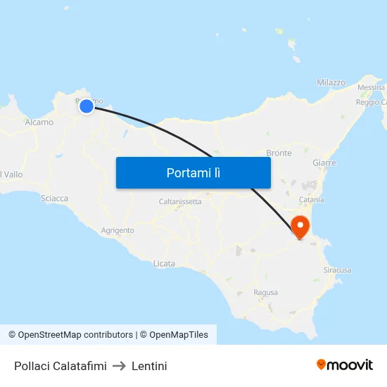 Pollaci Calatafimi to Lentini map