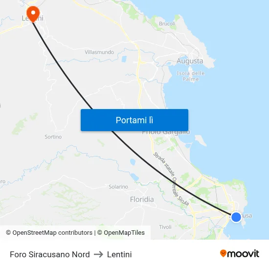 Foro Siracusano Nord to Lentini map