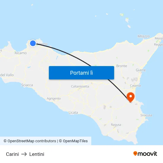 Carini to Lentini map