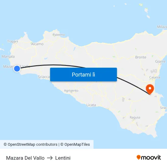 Mazara Del Vallo to Lentini map