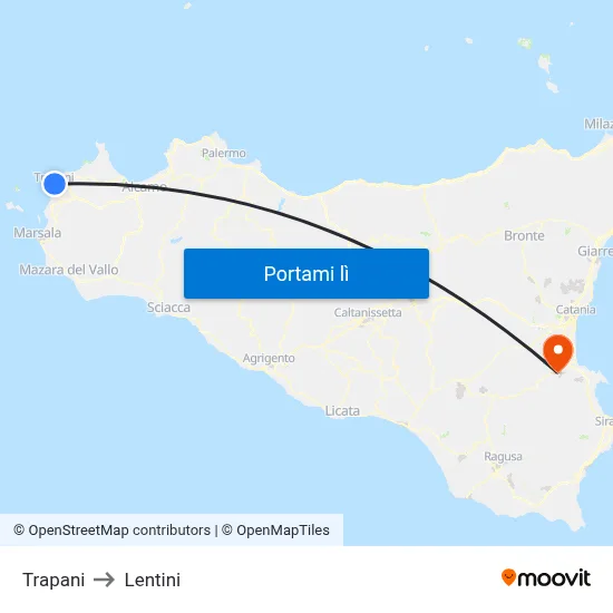 Trapani to Lentini map