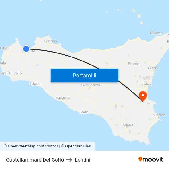 Castellammare Del Golfo to Lentini map