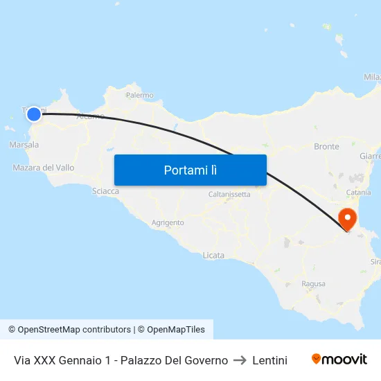 Via XXX Gennaio 1 - Palazzo Del Governo to Lentini map