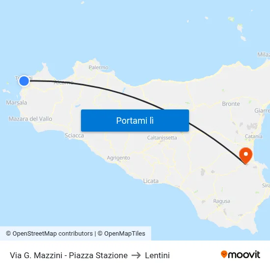 Via G. Mazzini - Piazza Stazione to Lentini map