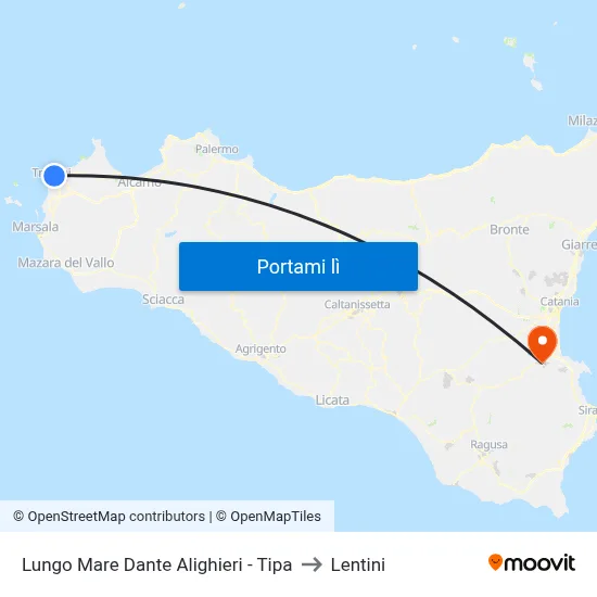 Lungo Mare Dante Alighieri - Tipa to Lentini map