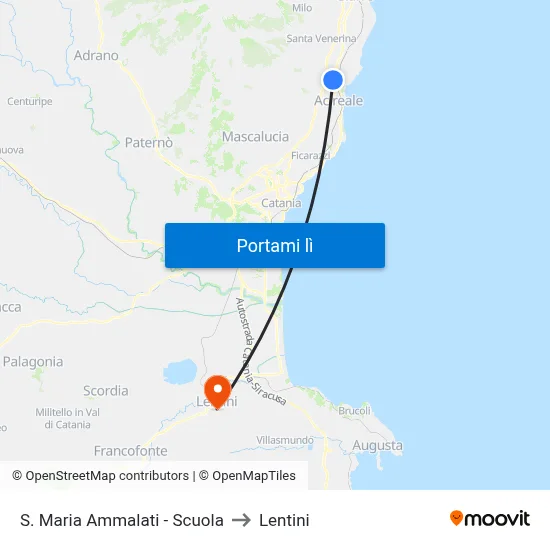 S. Maria Ammalati - Scuola to Lentini map