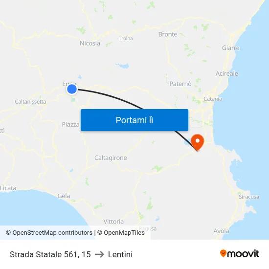 Strada Statale 561, 15 to Lentini map
