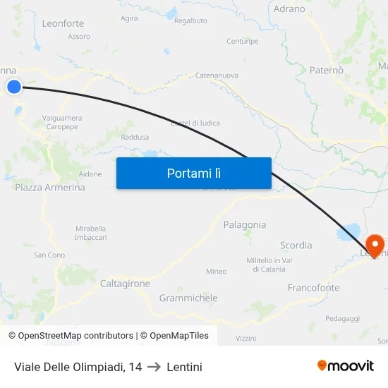 Viale Delle Olimpiadi, 14 to Lentini map