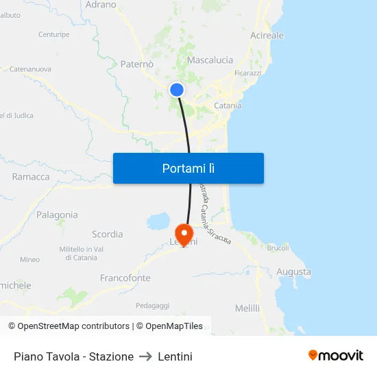 Piano Tavola - Stazione to Lentini map