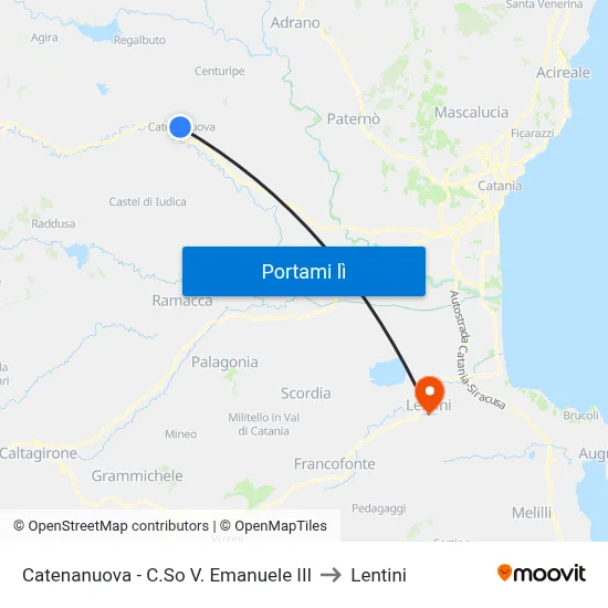 Catenanuova - C.So V. Emanuele III to Lentini map