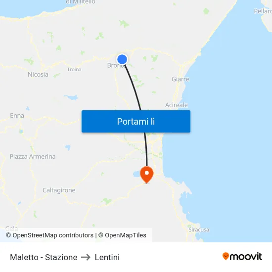 Maletto - Stazione to Lentini map