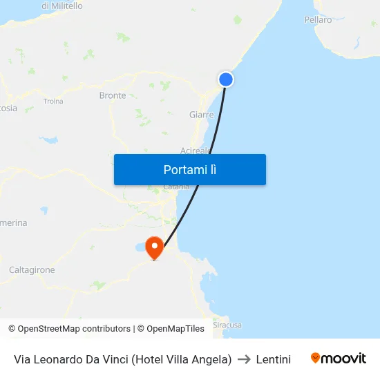 Via Leonardo Da Vinci (Hotel Villa Angela) to Lentini map