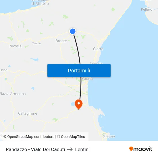 Randazzo - Viale Dei Caduti to Lentini map