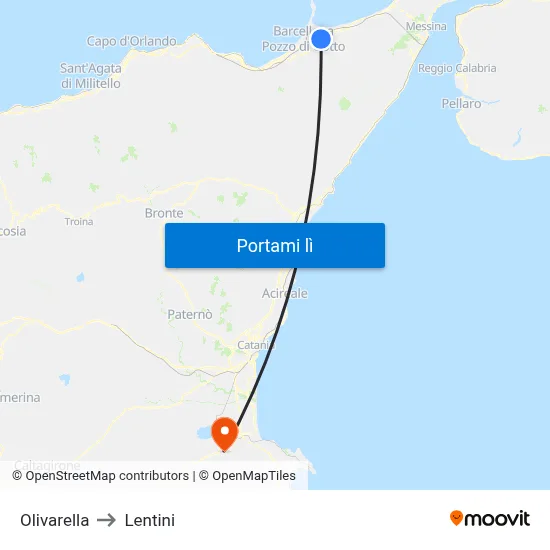 Olivarella to Lentini map