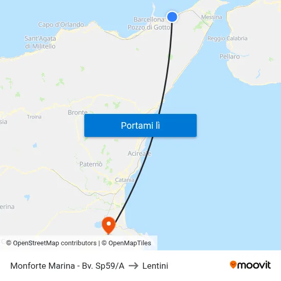 Monforte Marina - Bv. Sp59/A to Lentini map