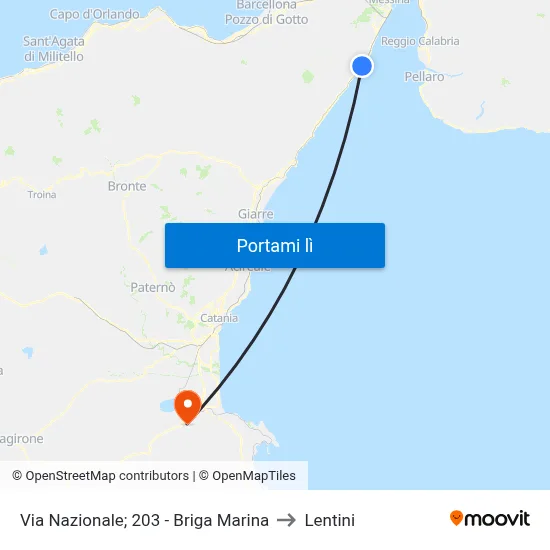 Via Nazionale; 203 - Briga Marina to Lentini map