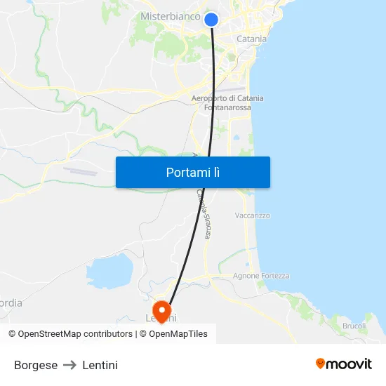 Borgese to Lentini map