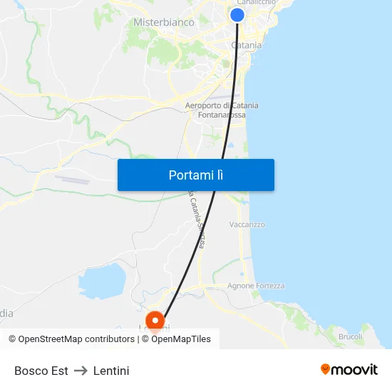 Bosco Est to Lentini map