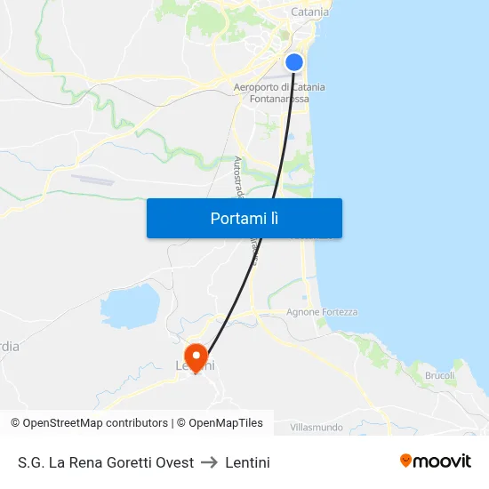S.G. La Rena Goretti Ovest to Lentini map