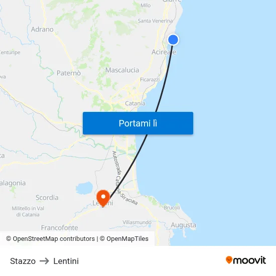 Stazzo to Lentini map