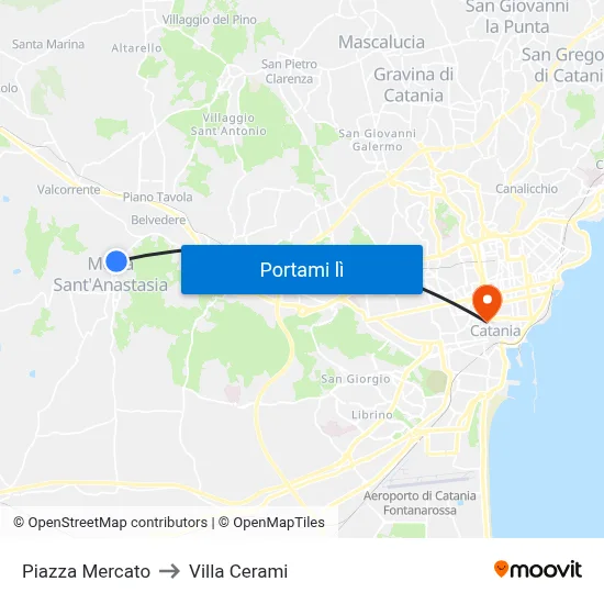 Piazza Mercato to Villa Cerami map