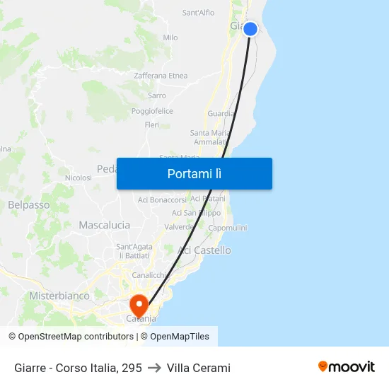 Giarre - Corso Italia, 295 to Villa Cerami map
