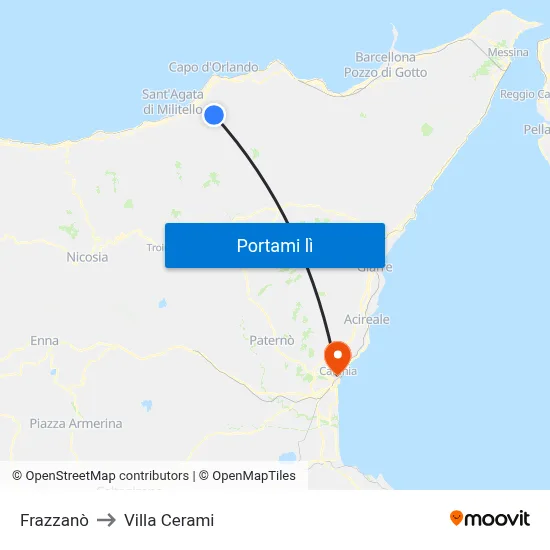 Frazzanò to Villa Cerami map