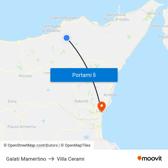 Galati Mamertino to Villa Cerami map