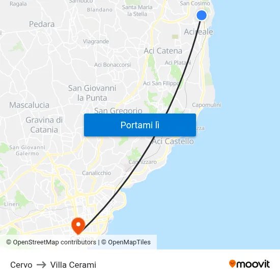 Cervo to Villa Cerami map